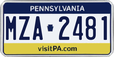 PA license plate MZA2481