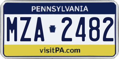PA license plate MZA2482