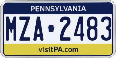 PA license plate MZA2483