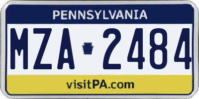 PA license plate MZA2484
