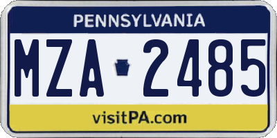 PA license plate MZA2485