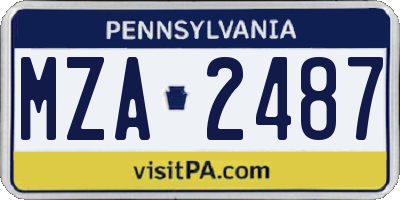 PA license plate MZA2487