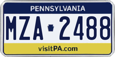 PA license plate MZA2488