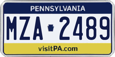 PA license plate MZA2489