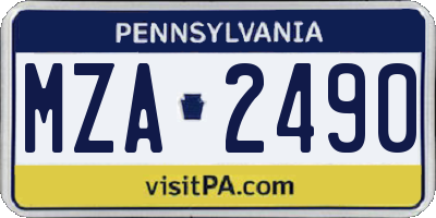 PA license plate MZA2490