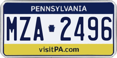 PA license plate MZA2496