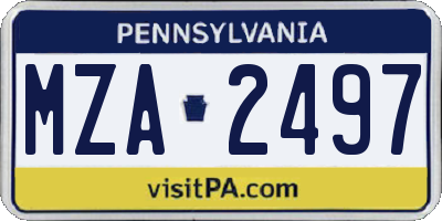 PA license plate MZA2497