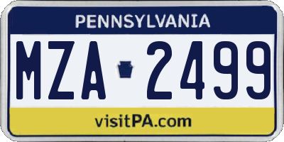 PA license plate MZA2499