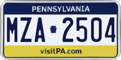 PA license plate MZA2504