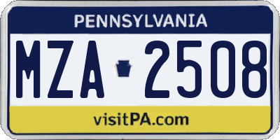 PA license plate MZA2508