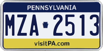 PA license plate MZA2513