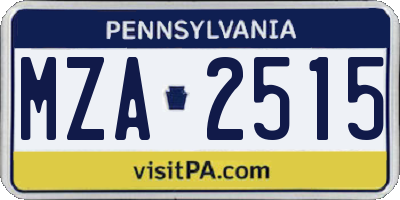 PA license plate MZA2515