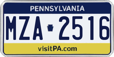 PA license plate MZA2516