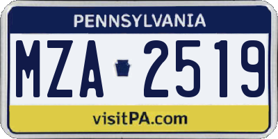 PA license plate MZA2519