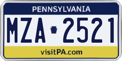 PA license plate MZA2521