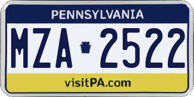 PA license plate MZA2522