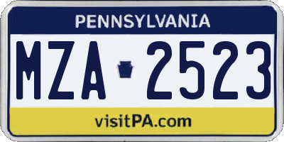 PA license plate MZA2523