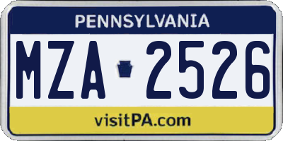 PA license plate MZA2526