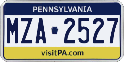 PA license plate MZA2527