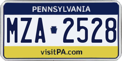 PA license plate MZA2528