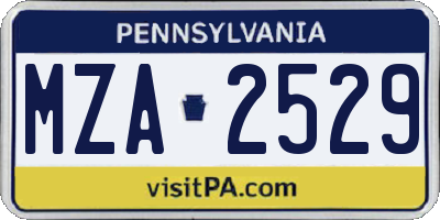 PA license plate MZA2529