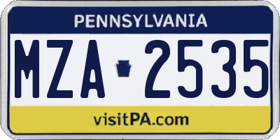 PA license plate MZA2535