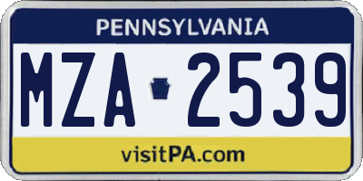 PA license plate MZA2539