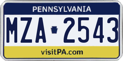 PA license plate MZA2543
