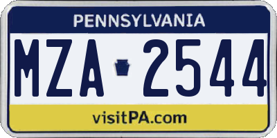 PA license plate MZA2544