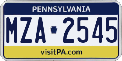 PA license plate MZA2545