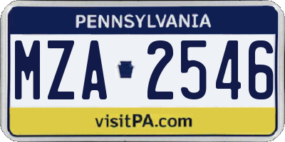 PA license plate MZA2546