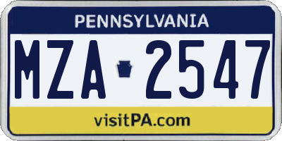 PA license plate MZA2547