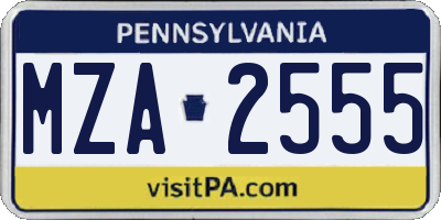 PA license plate MZA2555