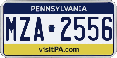 PA license plate MZA2556