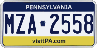 PA license plate MZA2558