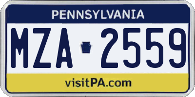 PA license plate MZA2559