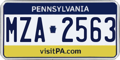 PA license plate MZA2563