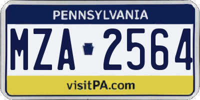 PA license plate MZA2564