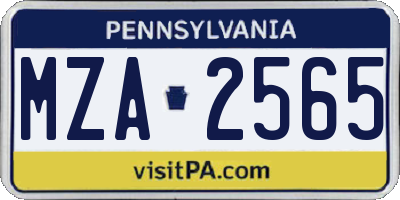 PA license plate MZA2565