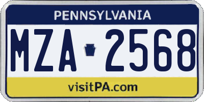 PA license plate MZA2568
