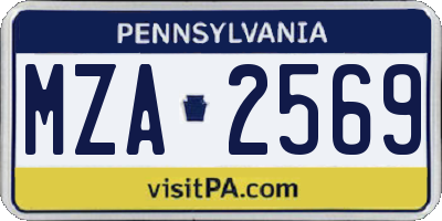 PA license plate MZA2569