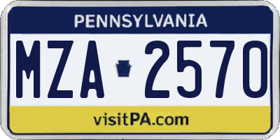PA license plate MZA2570