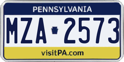 PA license plate MZA2573