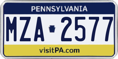 PA license plate MZA2577