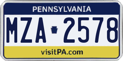 PA license plate MZA2578