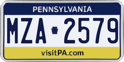 PA license plate MZA2579