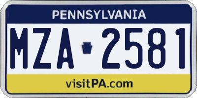 PA license plate MZA2581