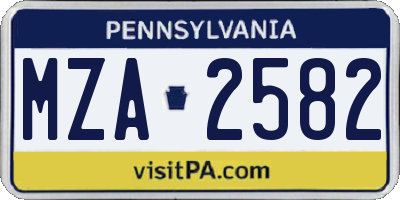 PA license plate MZA2582
