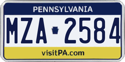 PA license plate MZA2584