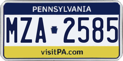 PA license plate MZA2585